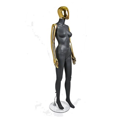 FAM-05BM+G (A1) Манекен женский, безликий. Цвет: Чёрный матовый + золото